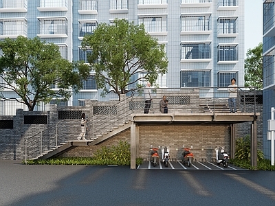现代其他小品 小区改造楼梯景观 小区改造台阶景观 钢结构楼梯景观 小区改造观景平台 小区改造围墙