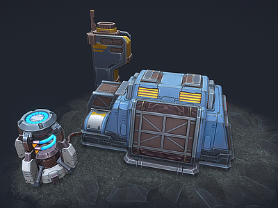 现代艺术风格建筑 建筑场景 矿工厂 游戏场景 司令部 练兵场