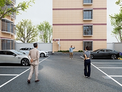 现代其他小品 小区改造停车场 老旧小区停车场 户外停车场