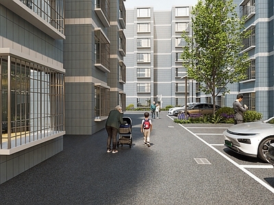 现代其他小品 小区改造停车场 小区旧改停车场 小区城市更新景观