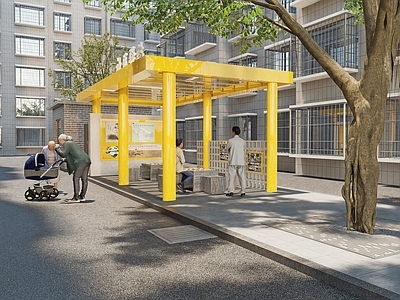 现代其他小品 小区改造驿站 小区改造景观亭 小区改造休息区 小区改造休息景