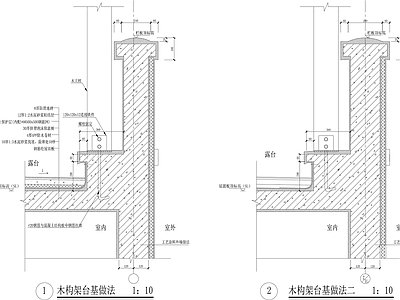 屋檐节点 木构架台基 施工图