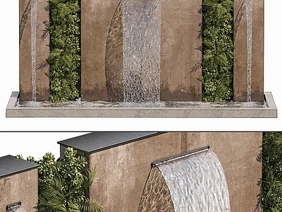 现代其他局部景观 景观小品 喷泉 喷泉背景 公共景观小品 植物墙