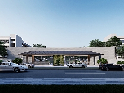 现代学校建筑 学校入口门楼 教学楼学校