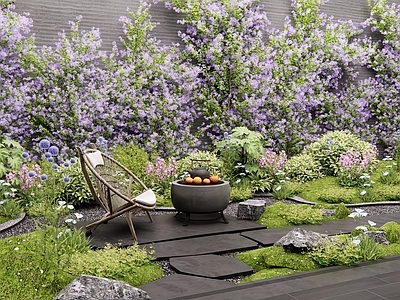 藤蔓 花草组合 灌木 植物堆 户外桌椅 花境