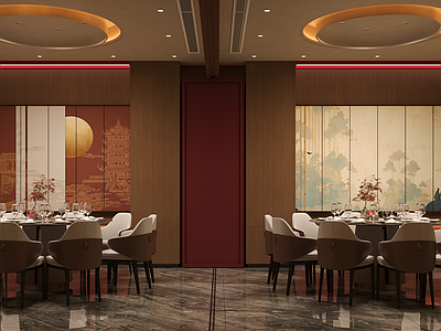 新中式中式中餐厅 连包 餐椅 壁纸