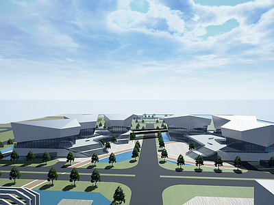 现代鸟瞰规划 城市综合体 多地块 高层办公 文化建筑
