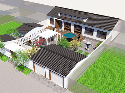 新中式现代乡村民房 乡村自建房 民宿