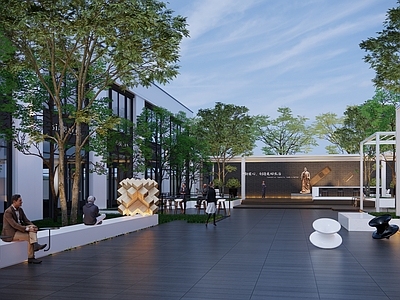 现代极简办公景观 产业园景观 创意园景观 办公区景观