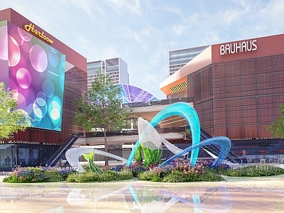 现代极简城市广场装置 网红 打卡