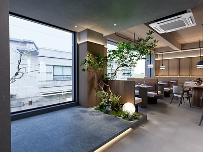 植物组合 现代餐厅过道景观 室内造景 过道景观 绿植组合
