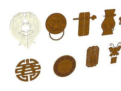 中式摆件组合 中式五金 五金配件 中式古风 古风配件