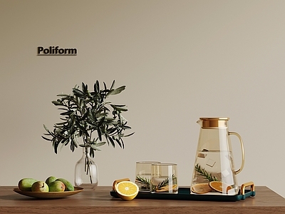 茶具 茶壶 茶杯 水果食物