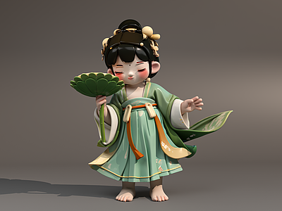 新中式中式其他美陈 莲花仙子 莲花 莲藕 小美女 雕塑
