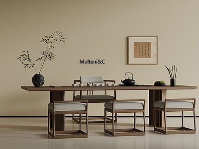 新中式茶桌椅 新中式茶桌椅 茶具 装饰画