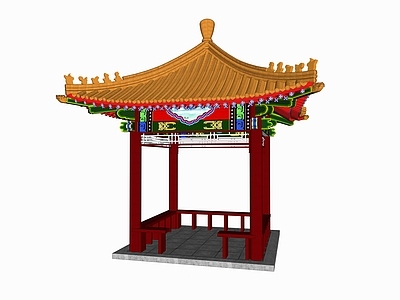 新中式中式亭子 四角亭 凉亭 休闲凉亭 景观亭 凉亭廊架