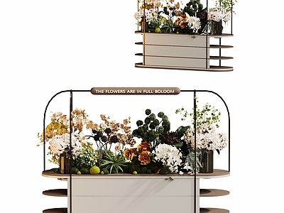 植物堆 现代花架花卉组合 植物 盆栽 花车