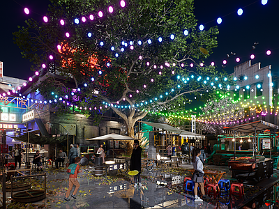 现代新中式商业景观 老街小巷胡同 酒吧夜市文创集市 怀旧复古八十年代 民国风千禧年建筑 过年节日庙会摆摊