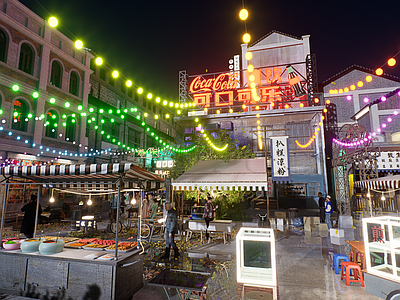 摊位 过年节日庙会摆摊 民国风千禧年建筑 怀旧复古八十年代 酒吧夜市文创集市 旧改商业街