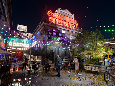 现代新中式商业景观 旧改商业街 酒吧夜市文创集市 怀旧复古八十年代 民国风千禧年建筑 老街小巷胡同