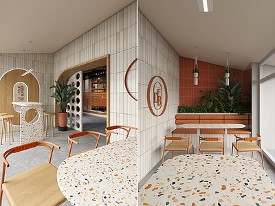 现代快餐店 快餐店 现代汉堡店 餐厅卡坐 吧台 茶水间