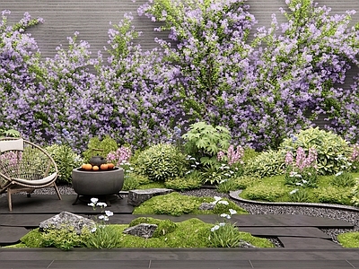 藤蔓 花草 花境 户外椅 灌木 植物堆