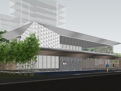 现代轻奢展览馆建筑 售楼处 城市展览馆