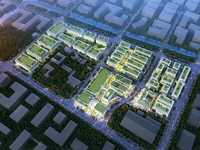 现代简约办公楼 产业地产 人工智能园区 高新科技