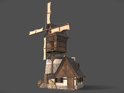 现代艺术风格建筑 牧场房子 小镇房子建筑 游戏牧场房子 农场风车房子 窝棚房子