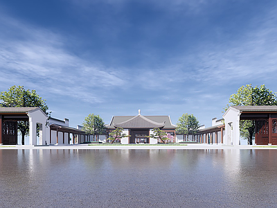 新中式售楼处建筑 融创中式示范区