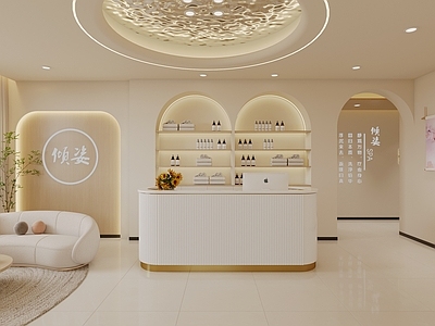 现代奶油美容院 美容院大厅 美容院前台 美容院过道 奶油美容院