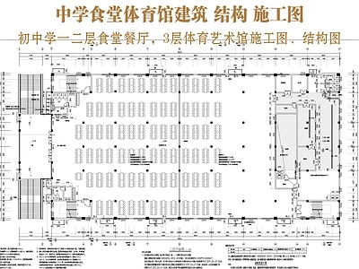 现代学校建筑 学校食堂 学校体育馆 食堂建筑结构图 中学餐厅结构图 施工图