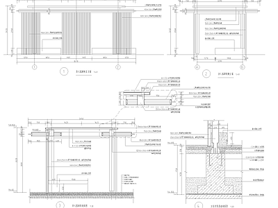 新中式现代廊架 玻璃顶格栅廊架 施工图