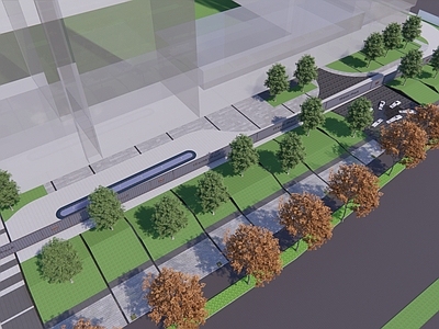 现代办公景观 办公商业景观 水景入口广场