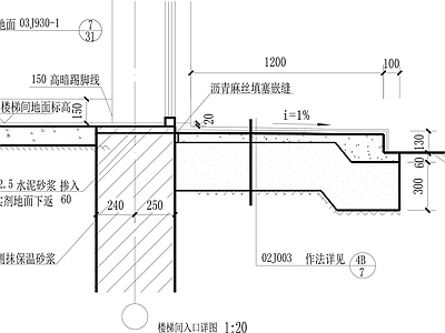 现代楼梯节点 楼梯间入口 施工图