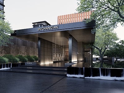 现代商业景观 酒店式示范区入口 前场示范区 入口广场