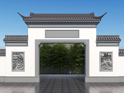 中式入口大门 大门 门头 入户门 庭院门 别墅大门