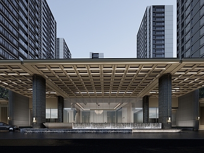 轻奢商业景观 杭州绿城示范区 豪宅酒店入口景观 下沉庭院景观 连廊景观