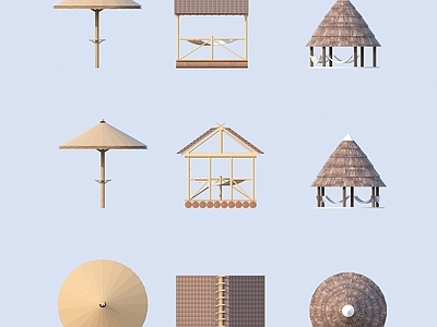 现代其他景观小品 廊架 小木屋 茅