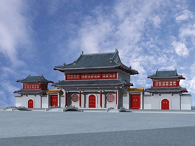 中式古建 城门楼 古建