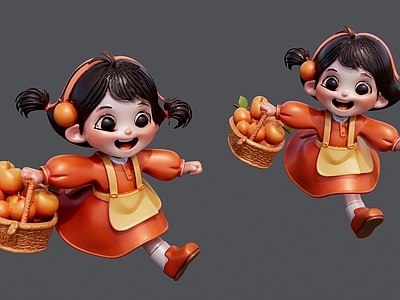 儿童 橙色衣服挂篮子