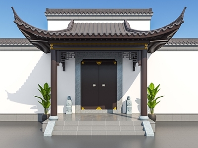 中式新中式庭院门 别墅大门 入户门 门头 苏式建筑 将军门