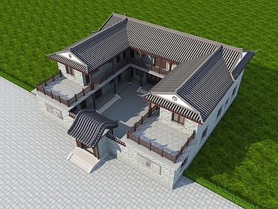 中式四合院 三合院 中式合院 自建房 徽派四合院 古建