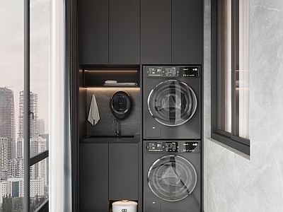 现代阳台 现代高级黑阳台 生活阳台