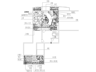 屋顶花园 平面图 植物种植绿化配置 花园景观 施工图