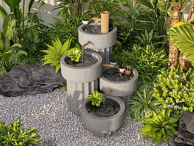 新中式日式其他小品 惊鹿 石盆 水钵 水缸