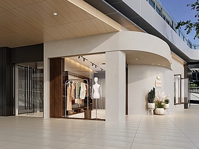 现代服装店 服装店门头 折叠窗