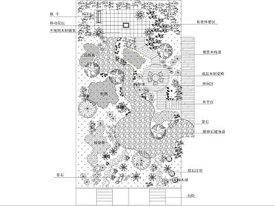 屋顶花园 庭院平面图 花园景观 植物种植绿化配置 施工图