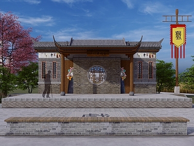新中式复古其他景观小建筑 乡村振兴老戏台 美丽乡村戏台 乡村大舞台 百姓大舞台 和美乡村舞台戏台