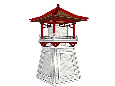 现代中式古建筑 塔楼